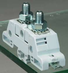 Legrand Viking 3 Силовая клемма с болтовыми выводами для шин и кабелей с наконечниками для несим. реек М 8 шаг 26 мм арт. 039031