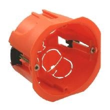 PE Коробка монтажная 1-ая для полых стен d=68 глубина 47мм, пласт. лапки увеличенный фланец IP20 арт. РЕ 030 040