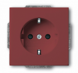Розетка силовая 1-мест. центральная плата (накладка) с заземляющим контактом 2p+e (schuko) скрыт. установки пластик глянцев. цвет красный 16А 220-250В арт. 2011-0-3737