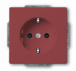 Розетка силовая 1-мест. центральная плата (накладка) с заземляющим контактом 2p+e (schuko) скрыт. установки пластик глянцев. цвет красный 16А 220-250В арт. 2013-0-5248