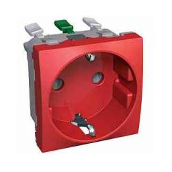 SE Altira Красная Розетка 2P+E со шторками арт. ALB45288