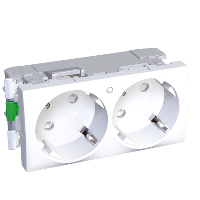 SE Altira Розетка 2-ая 45град. 2P+E со шторками, с индикацией R9003 арт. ALB44253