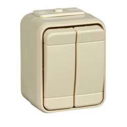 SE Aquatop наруж Беж Выключатель 2-клавишный IP44, в сборе арт. 451500