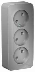 SE Blanca наруж Алюминий Розетка 3-ая б/з без шторок 16А, 250В, изолир. пластина арт. BLNRA000313