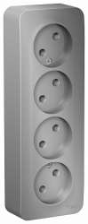 SE Blanca наруж Алюминий Розетка 4-ая б/з без шторок 16А, 250В, изолир. пластина арт. BLNRA000413