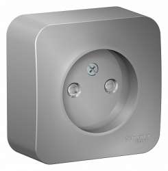 SE Blanca наруж Алюминий Розетка б/з со шторками 16А, 250В, изолир. пластина арт. BLNRA001113