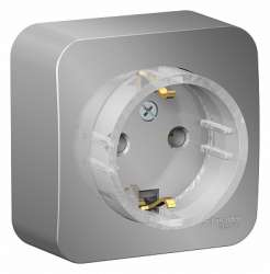 SE Blanca наруж Алюминий Розетка с/з без шторок, (тонкая) 16А, 250В изолир. пластина арт. BLNRA110113