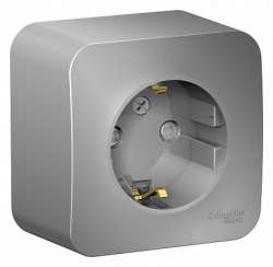 SE Blanca наруж Алюминий Розетка с/з со шторками, 16А, 250В арт. BLNRA011103