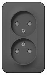 SE Blanca наруж Антрацит Розетка 2-ая б/з со шторками, 16А, 250В арт. BLNRA001206