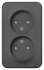 SE Blanca наруж Антрацит Розетка 2-ая б/з со шторками, 16А, 250В арт. BLNRA001206
