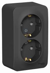 SE Blanca наруж Антрацит Розетка 2-ая с/з без шторок 16А, 250В, изолир. пластина арт. BLNRA010216