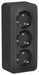 SE Blanca наруж Антрацит Розетка 3-ая с/з со шторками 16А, 250В, изолир. пластина арт. BLNRA011316