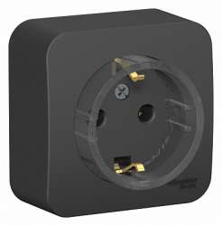 SE Blanca наруж Антрацит Розетка с/з без шторок, (тонкая) 16А, 250В, изолир. пластина арт. BLNRA110116