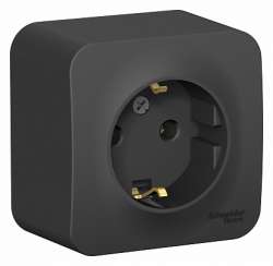SE Blanca наруж Антрацит Розетка с/з без шторок, 16А, 250В арт. BLNRA010106