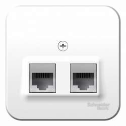 SE Blanca наруж Бел Розетка 2-ая ТЛФ/КОМП, RJ45+RJ11, кат.5E, изолир. пластина арт. BLNIA045111