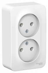 SE Blanca наруж Бел Розетка 2-ая б/з без шторок, 16А, 250В, монтажная плата арт. BLNRA000221