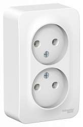 SE Blanca наруж Бел Розетка 2-ая б/з без шторок 16А, 250В, изолир. пластина арт. BLNRA000211