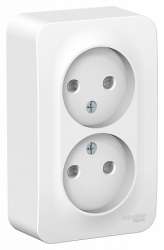 SE Blanca наруж Бел Розетка 2-ая б/з со шторками 16А, 250В, изолир. пластина арт. BLNRA001211