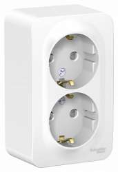 SE Blanca наруж Бел Розетка 2-ая с/з со шторками, 16А, 250В арт. BLNRA011201