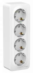 SE Blanca наруж Бел Розетка 4-ая с/з со шторками 16А, 250В, изолир. пластина арт. BLNRA011411