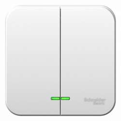 SE Blanca наруж Бел Выключатель 2-клавишный с подсветкой 10А, 250B, изолир. пластина арт. BLNVA105111