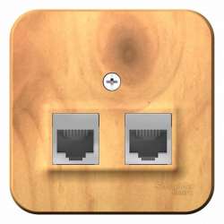 SE Blanca наруж Ясень Розетка 2-ая ТЛФ/КОМП, RJ45+RJ11, кат.5E, изолир. пластина арт. BLNIA045115