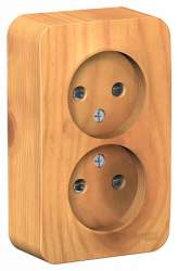 SE Blanca наруж Ясень Розетка 2-ая б/з со шторками, 16А, 250В арт. BLNRA001205