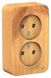 SE Blanca наруж Ясень Розетка 2-ая б/з со шторками 16А,250В, изолир. пластина арт. BLNRA001215