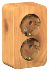 SE Blanca наруж Ясень Розетка 2-ая с/з. без шторок 16А, 250В, изолир. пластина арт. BLNRA010215