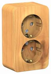 SE Blanca наруж Ясень Розетка 2-ая с/з со шторками, 16А, 250В арт. BLNRA011205