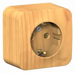 SE Blanca наруж Ясень Розетка с/з без шторок 16А, 250В, изолир. пластина арт. BLNRA010115