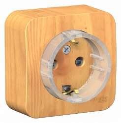 SE Blanca наруж Ясень Розетка с/з со шторками, (тонкая), 16А, 250В арт. BLNRA111115