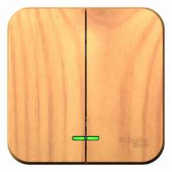 SE Blanca наруж Ясень Выключатель 2-клавишный с подсветкой 10А,250B, изолир. пластина арт. BLNVA105115