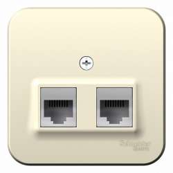 SE Blanca наруж Молочная Розетка 2-ая ТЛФ/КОМП, RJ45+RJ11, кат.5E, изолир. пластина арт. BLNIA045112