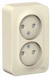 SE Blanca наруж Молочная Розетка 2-ая б/з со шторками, 16А, 250В арт. BLNRA001202