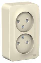 SE Blanca наруж Молочная Розетка 2-ая б/з со шторками 16А, 250В, изолир. пластина арт. BLNRA001212