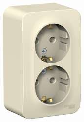 SE Blanca наруж Молочная Розетка 2-ая с/з без шторок, 16А, 250В арт. BLNRA010202