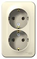 SE Blanca наруж Молочная Розетка 2-ая с/з без шторок 16А, 250В, изолир. пластина арт. BLNRA010212