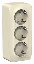 SE Blanca наруж Молочная Розетка 3-ая с/з со шторками 16А, 250В, изолир. пластина арт. BLNRA011312