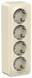 SE Blanca наруж Молочная Розетка 4-ая с/з со шторками 16А, 250В, изолир. пластина арт. BLNRA011412