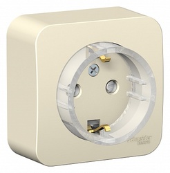 SE Blanca наруж Молочная Розетка с/з со штор., (тонкая) 16А, 250В изолир. пластина арт. BLNRA111112