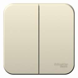 SE Blanca наруж Молочный Выключатель 2-клавишный 10А, 250B, изолир. пластина арт. BLNVA105012