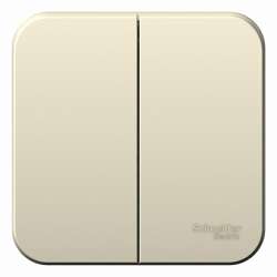 SE Blanca наруж Молочный Выключатель 2-клавишный 6А, 250B, изолир. пластина арт. BLNVA065012