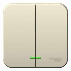 SE Blanca наруж Молочный Выключатель 2-клавишный с подсветкой 10А, 250B, изолир. пластина арт. BLNVA105112