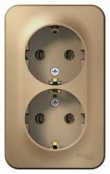 SE Blanca наруж Титан Розетка 2-ая с/з без шторок, 16А, 250В арт. BLNRA010204