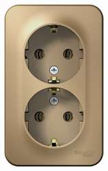 SE Blanca наруж Титан Розетка 2-ая с/з без шторок 16А, 250В, изолир. пластина арт. BLNRA010214