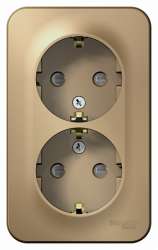 SE Blanca наруж Титан Розетка 2-ая с/з со шторками 16А, 250В, изолир. пластина арт. BLNRA011214