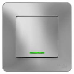 SE Blanca внутр Алюминий Переключатель 1-клавишный с подсветкой, 10А, 250B арт. BLNVS010613