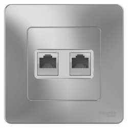 SE Blanca внутр Алюминий Розетка 2-ая КОМП/ТЛФ, RJ45+RJ11 арт. BLNIS045113