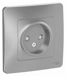 SE Blanca внутр Алюминий Розетка б/з со шторками, 16А, 250В арт. BLNRS000113